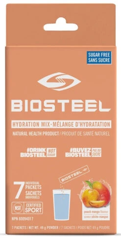 BioSteel High-Performance Sports Hydration Mix (7 Count) 10 BioSteel High-Performance Sports Hydration Mix (7 Count) -Hockey Equipment Store 630615 CAN 20Biosteel Hydration 20Mix Peach 20Mango 7CT Front