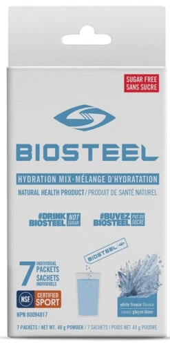 BioSteel High-Performance Sports Hydration Mix (7 Count) 11 BioSteel High-Performance Sports Hydration Mix (7 Count) -Hockey Equipment Store 630617 CAN 20Biosteel Hydration 20Mix White 20Freeze 7CT Front