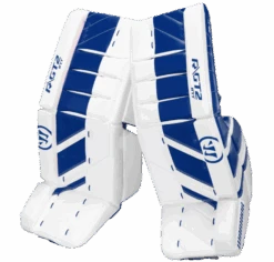 Warrior Ritual GT2 Intermediate Goalie Pads (w/ Knee Pads) -Hockey Equipment Store warrior ritual gt2 intermediate goalie pads white blue